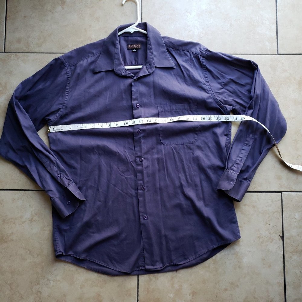 Zanzara Mens 16 Neck Button-Down Long-Sleeve Cotton Shirt